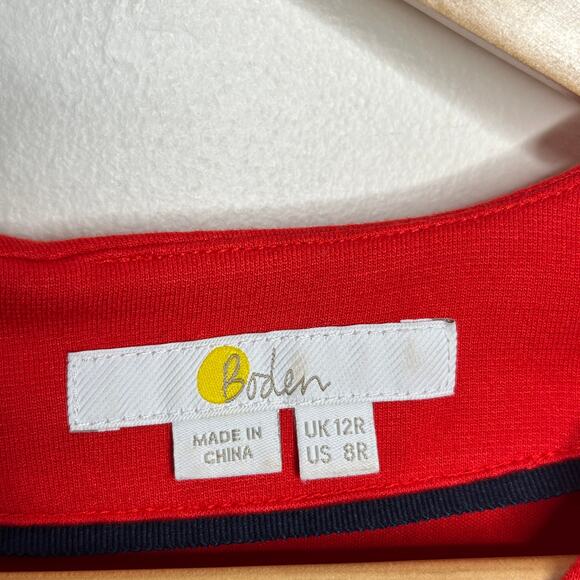 BODEN Aida Ponte Knit Fit & Flare Belted Dress Post Box Red Sz 8R {I52} - Picture 4 of 5